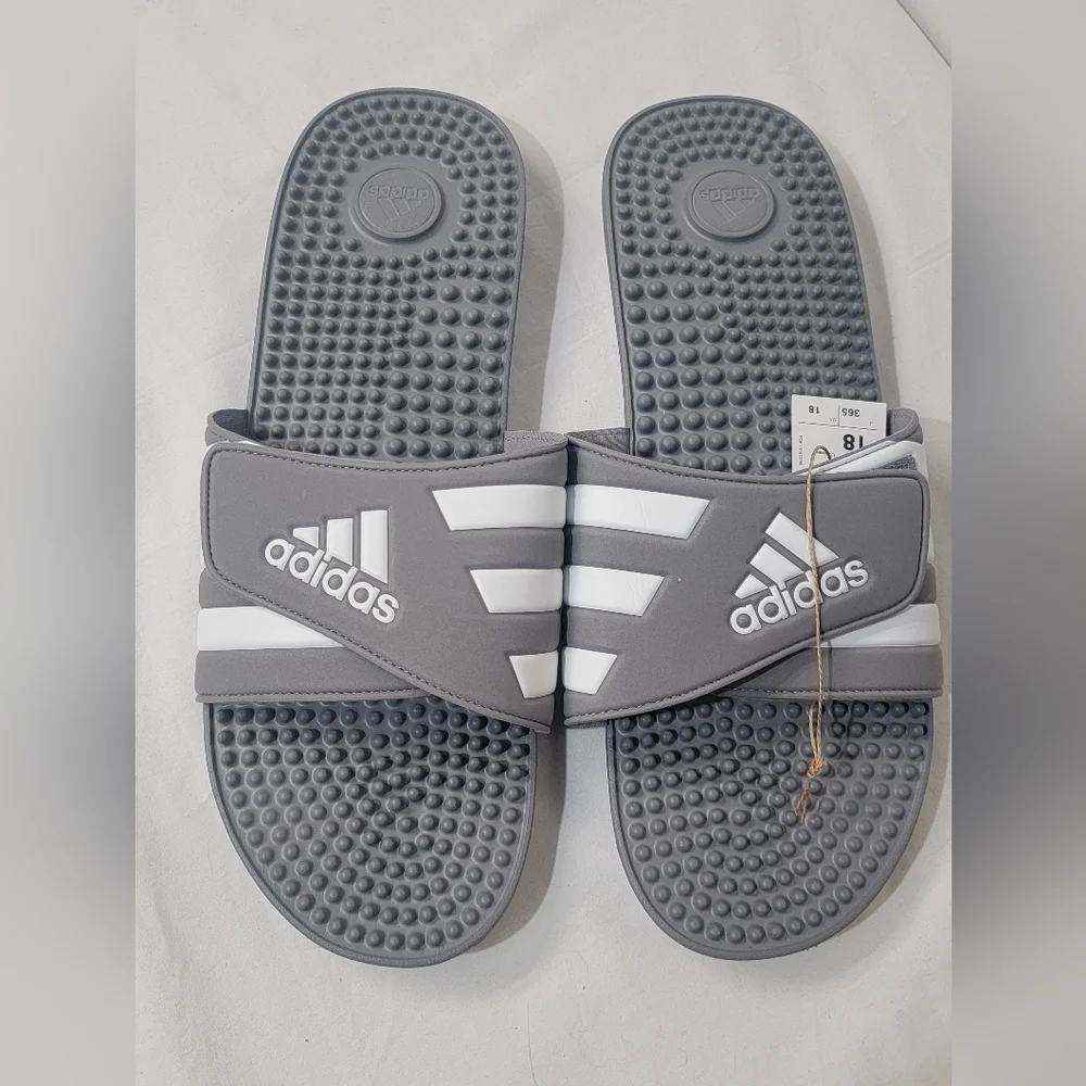 Adidas Mens Adissage Slide Athletic Sandals Size 18 Black/White